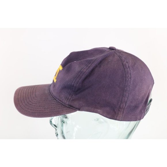 Vintage 90s Distressed Block M University of Michigan Snapback Hat Cap Blue - Picture 4 of 10